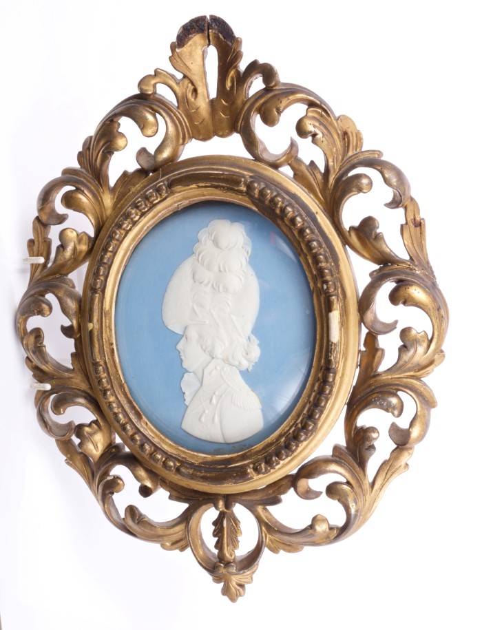 Rare pair of Early 19th century Wedgwood blue Jasper ware portrait medallions of The Prince of