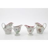 Four late 18th century Newhall milk jugs - including patterns 376 and 195