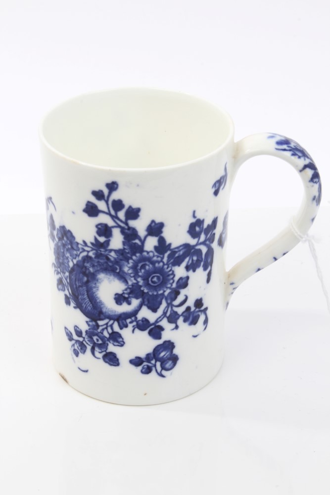 19th century Coalport copy of 18th century Caughley blue and white porcelain mug of cylindrical