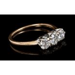Diamond three stone ring with three round brilliant cut diamonds estimated to weigh approximately 0.