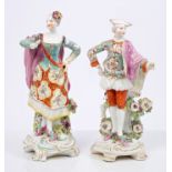 Pair of 18th century Derby figures of Ranelagh Dancers,