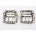 Pair of Georgian paste buckles of bowed square form,