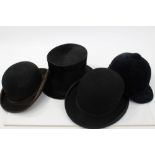 Gentlemen's black riding bowler hat, another,