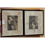 Frank Paton (1855 - 1909), pair signed etchings - 'Rough and Ready' and 'Not at Home',