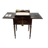 Good Edwardian rosewood and marquetry inlaid Eclipse writing table of square form,