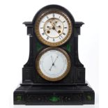 Good quality Victorian combination mantel clock and aneroid barometer with French eight day