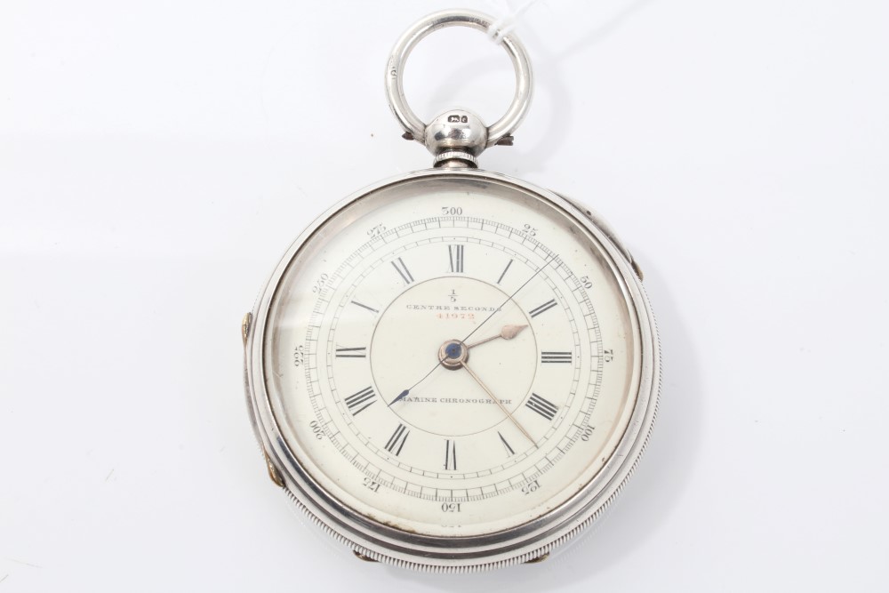 Victorian Marine Chronograph pocket / deck watch with white dial, centre seconds,