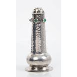 Edwardian silver pepperette of lighthouse form,