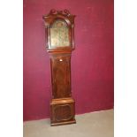 Late 18th century eight day longcase clock with brass arched dial, by John Chance, Chepstow,