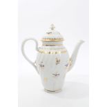 Late 18th century Coalport John Rose coffee pot and cover with gilt and blue angouleme sprig