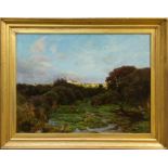Edward Thomas Lingwood (1859 - 1924), oil on canvas - an extensive landscape at Witnesham, Ipswich,