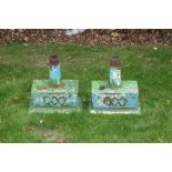 Pair of Victorian painted cast iron water hoppers