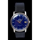 1960s gentlemen's Omega Automatic Constellation wristwatch in steel case with blue dial,