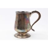 George III provincial silver mug of baluster form, with scroll handle,