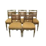 Rare and fine long set of twelve Irish Regency pleasantly distressed green painted and caned dining