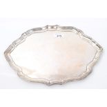 George V silver tray of shaped form, with piecrust border, stamped - Asprey, London (London 1911),