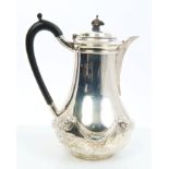 Late Victorian silver hot water jug of baluster form,
