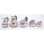 Victorian five piece silver tea set - comprising teapot of globular form,