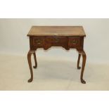 18th century walnut crossbanded and feather-banded lowboy,