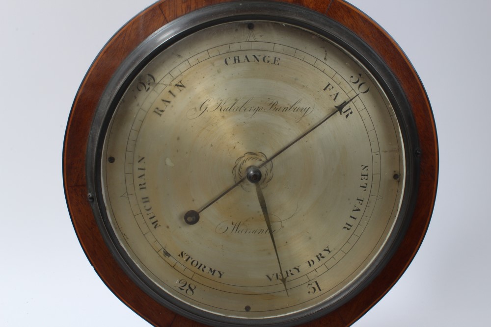 Early 19th century banjo-shaped barometer with silvered scale and dial, signed - G. - Image 2 of 3