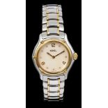 Ladies' Ebel bi-metal wristwatch with mother of pearl dial and diamond and Arabic numerals,