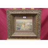 Manner of Sir Alfred Munnings, watercolour - Mare and Foal off the coast, in glazed gilt frame,