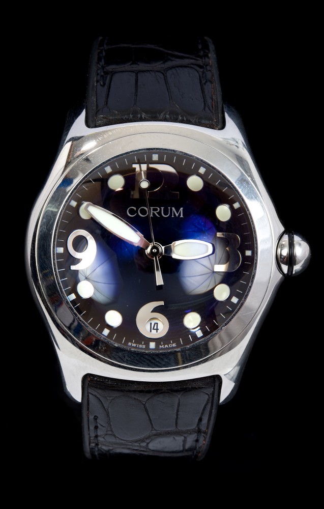 Gentlemen's Corum Boutique Bubble wristwatch with black dial,
