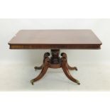 George IV mahogany breakfast table, rounded rectangular tilt-top with reel moulded frieze,