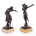 Pair of 19th century Continental Grand Tour bronze figures depicting Bacchus and Pan, 14cm high,