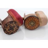 Collection of four 19th century / early 20th century treen sewing clamp pin cushions,