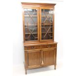 Edwardian mahogany and satinwood crossbanded bookcase,