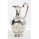 Victorian Scottish silver Etruscan revival jug of baluster form,