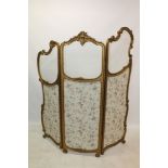 French Louis XVI-style three-fold giltwood screen,