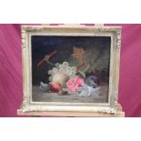 Todd, late Victorian oil on canvas - still life of fruit and flowers, signed and dated 1886,