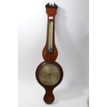Early 19th century banjo-shaped barometer with silvered scale and dial, signed - G.