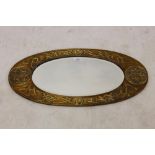 Arts & Crafts beaten brass wall mirror,
