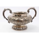 William IV Irish silver sugar bowl of compressed baluster form,