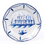 Late 18th century Joshua Heath pearlware plate - impressed mark and another pearlware plate,