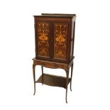 Fine quality Edwardian mahogany and marquetry inlaid cabinet on stand,