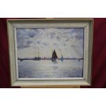 Fid Harnack (Frederick Bertrand, 1897 - 1983), oil on board - sailing boats at West Mersea, signed,