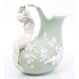 Victorian Minton green and white glazed ewer after the antique,