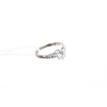 Diamond single stone ring with a brilliant cut diamond estimated to weigh approximately 0.