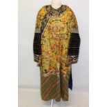 Early 20th century Chinese Dragon robe - Imperial yellow silk dragon and other symbols and motifs,