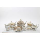 Collection of early 19th century Coalport teawares with gilded decoration - including teapot,