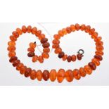 Victorian graduated faceted copal amber bead necklace,