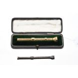 Victorian gilt metal pen and propelling pencil, with intaglio hardstone seal to the finial,
