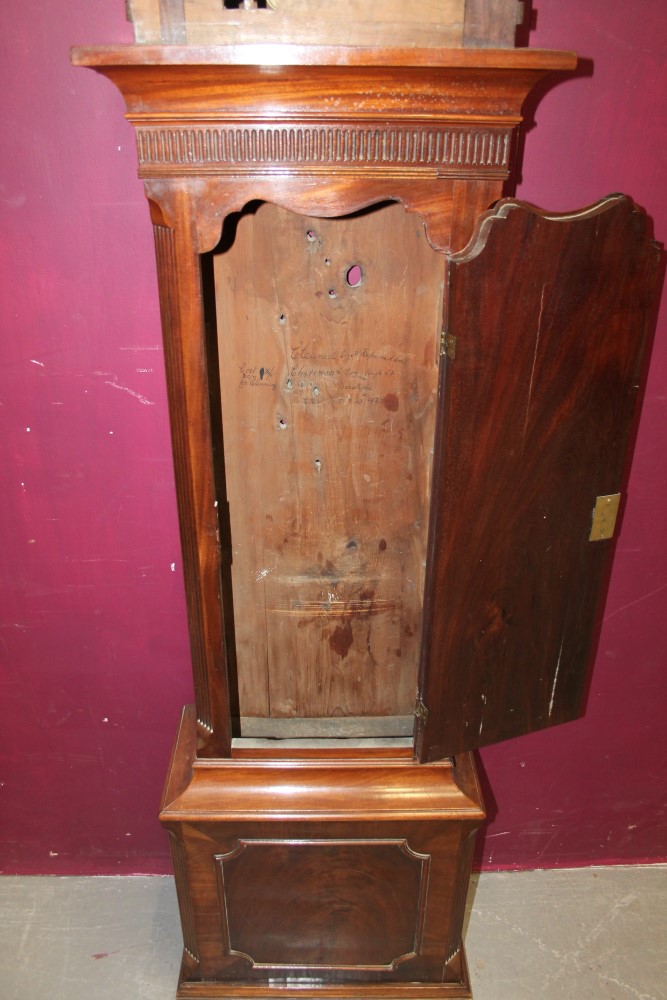 Late 18th century eight day longcase clock with brass arched dial, by John Chance, Chepstow, - Bild 5 aus 5