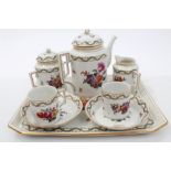 Late 19th century Vienna porcelain cabaret coffee set with painted floral sprays - comprising