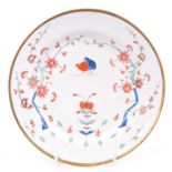 Early 19th century Coalport plate painted with the Two Quail pattern in Imari palette colours,