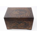 Late 19th century Chinese export lacquer tea caddy of rectangular form,